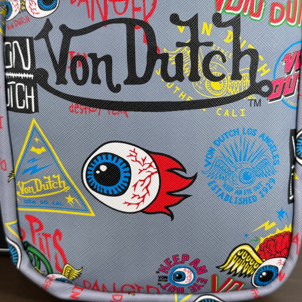 Von Dutch Crossbody Bag Vintage Y2K Graphic Grey OS VDCB-004 New With Tags Rare - Picture 4 of 15